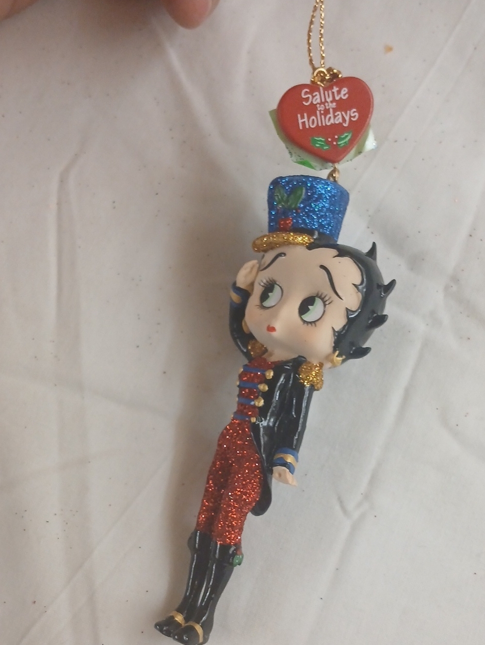 Betty Boop Red, Blue & Black Glitter Holiday Ornament